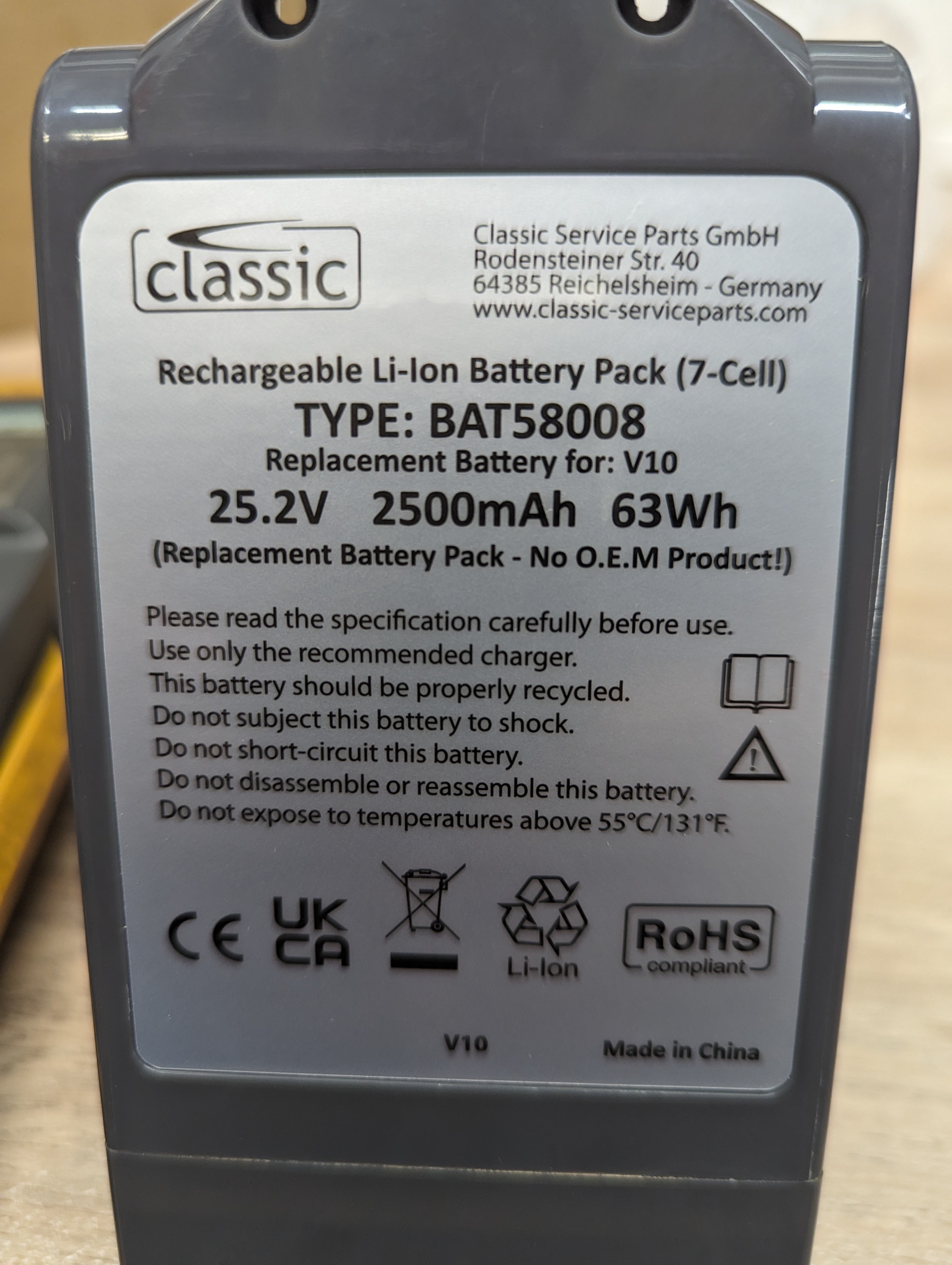 Dyson Akku mit 25,2V 